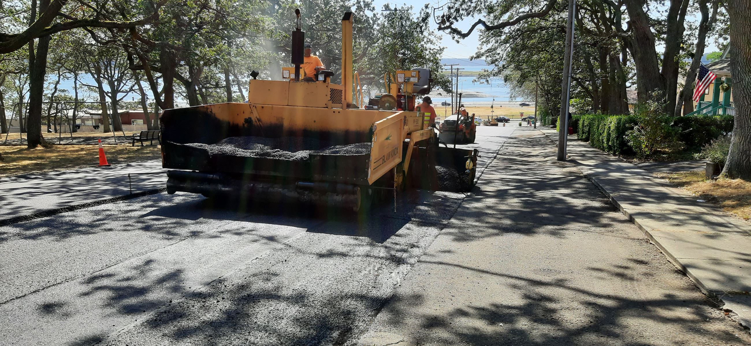 Picture of truck paving near Smith Park