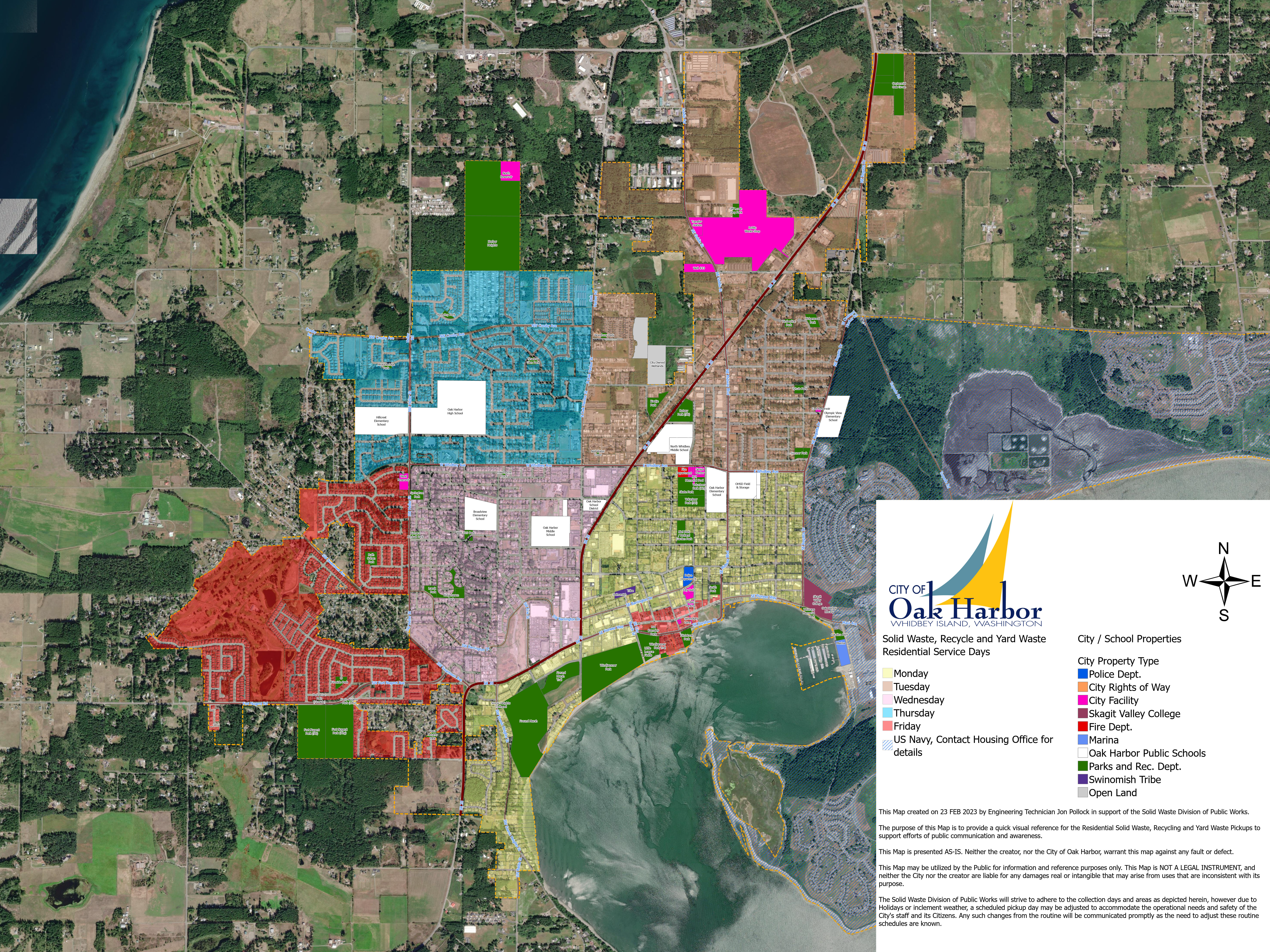 Map of Solid Waste Collection Days for Garbage, Recycle, and Yard Waste Services