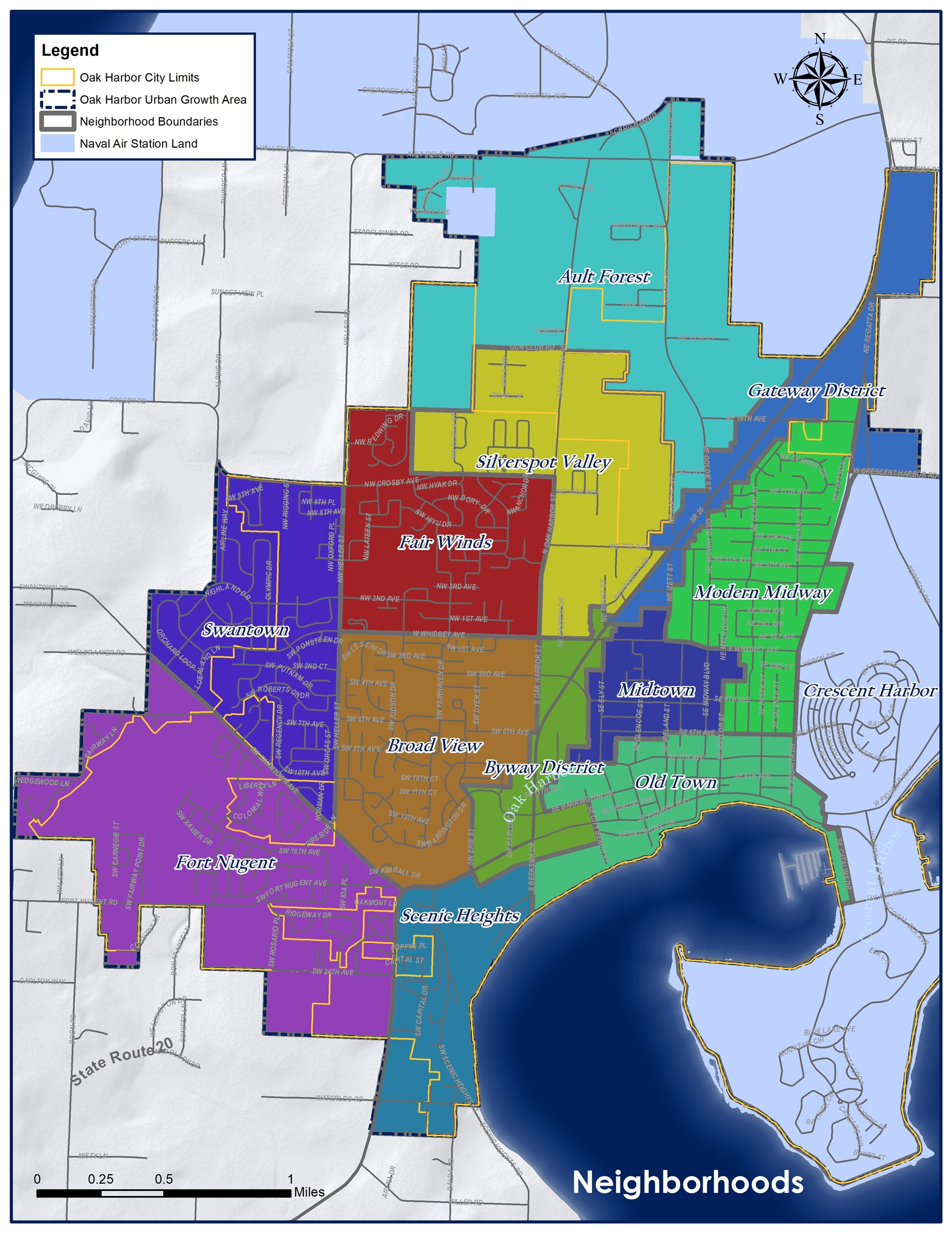 Map image of City of Oak Harbor neighborhoods